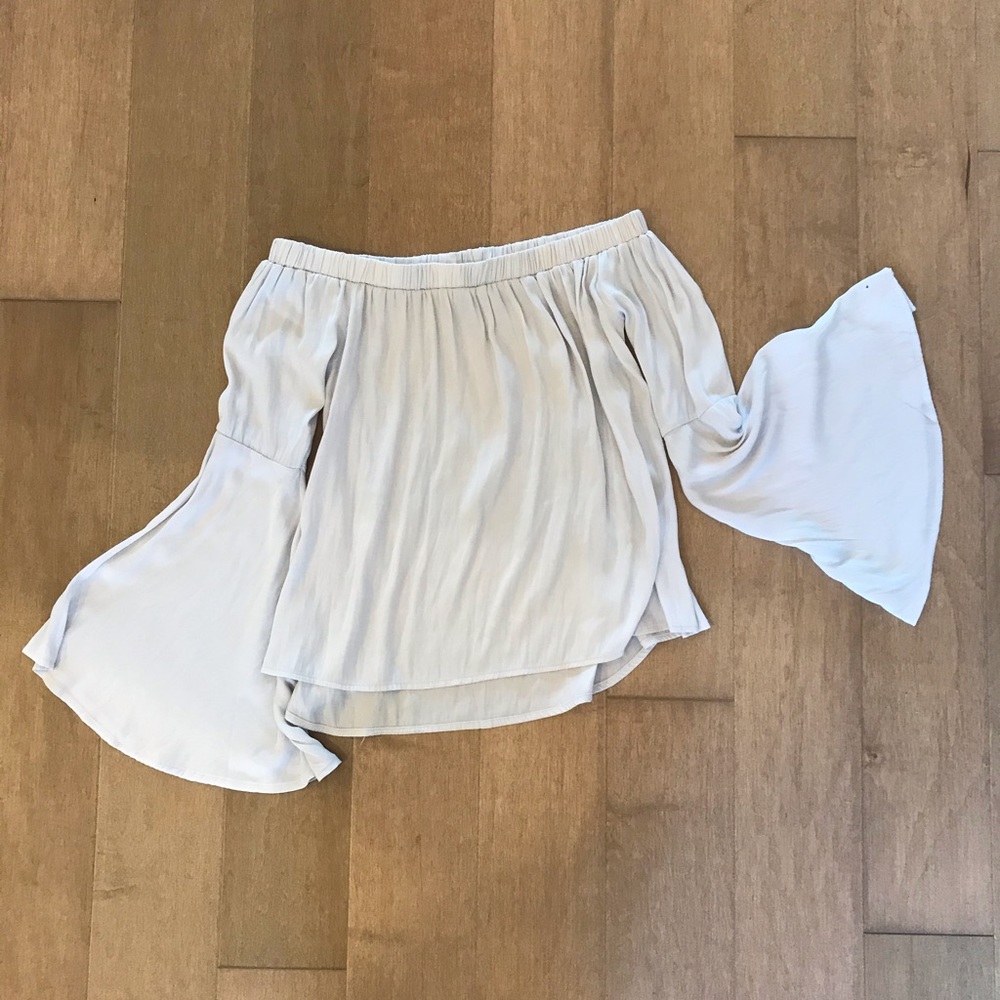 Silver off shoulder top